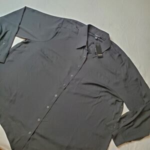 Torrid Womens Size 2 (2X) NWT Georgette Relaxed Button Down Shirt Black 43450349